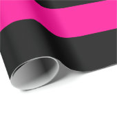 Extra grote hot-roze en zwarte strepen cadeaupapier (Rol Hoek)