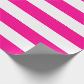 Extra grote hotroze en witte strepen cadeaupapier (Hoek)