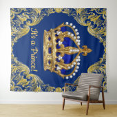 Extra grote koninklijk blauwe gouden prins baby sh wandkleed (In Situ (horizontaal))