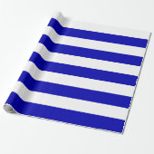 Extra grote Koninklijke Blauw en Witte Stripes Cadeaupapier (Uitgerold)