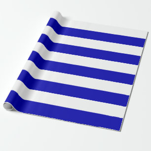 Extra grote Koninklijke Blauw en Witte Stripes Cadeaupapier