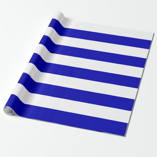 Extra grote Koninklijke Blauw en Witte Stripes Cadeaupapier (Uitgerold)