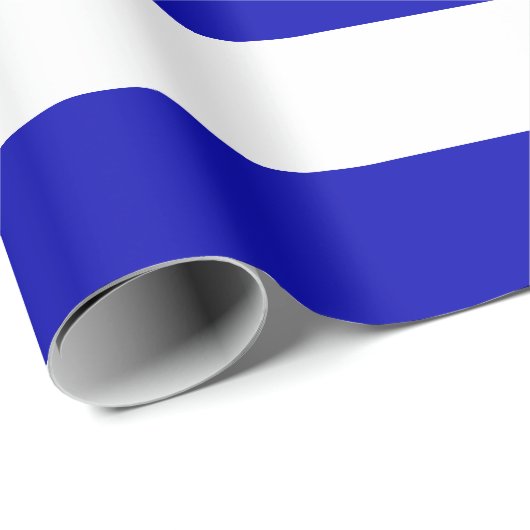 Extra grote Koninklijke Blauw en Witte Stripes Cadeaupapier (Rol Hoek)