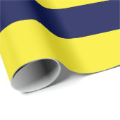 Extra grote marineblauw en gele strepen cadeaupapier (Rol Hoek)