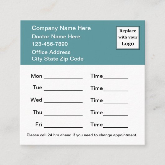 Extra grote medische afspraakkaarten verticaal vierkante visitekaartje (Voorkant)