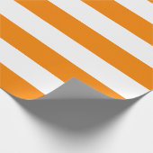 Extra grote Oranje en witte strepen Cadeaupapier (Hoek)