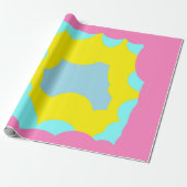 Extra grote patterned in baby blauw geel en roze cadeaupapier (Uitgerold)