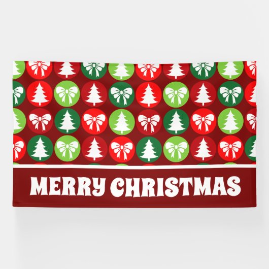 Extra Grote  Retro Kerstbomen en Bogen Spandoek (Horizontaal)