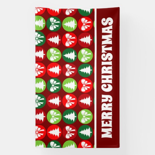 Extra Grote  Retro Kerstbomen en Bogen Spandoek (Verticaal)