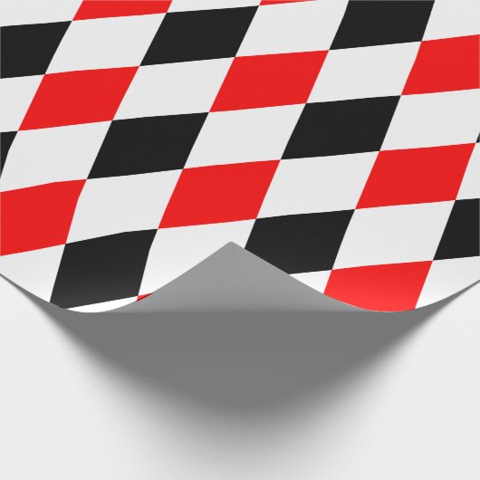 Extra grote rode, zwarte en witte harlequin cadeaupapier (Hoek)