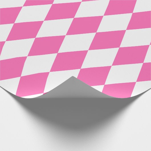 Extra grote roze en witte harlequin cadeaupapier (Hoek)