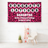 Extra grote roze luipaard print 2024 Afstuderen Spandoek (Insitu)