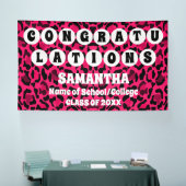 Extra grote roze luipaard print 2024 Afstuderen Spandoek (Beurs)