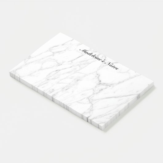 Extra grote witte marmer, aangepaste benaming post-it® notes (Schuin)