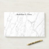 Extra grote witte marmer, aangepaste benaming post-it® notes (Op bureau)