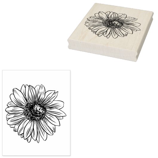 Extra grote zonnebloem bloesem Floral Rubberstempel (Gestempeld)