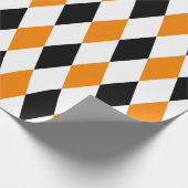Extra grote zwarte, Oranje en witte Harlequin Cadeaupapier (Hoek)