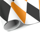 Extra grote zwarte, Oranje en witte Harlequin Cadeaupapier (Rol Hoek)