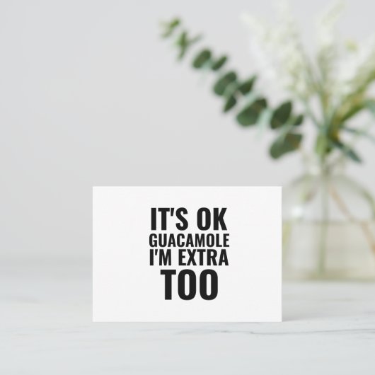 Extra guacamole grappige avocado vegan visitekaartje (Staand voorkant)