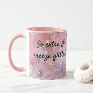 EXTRA I Sneeze Glitter Gift for her Roze Koffie Mok
