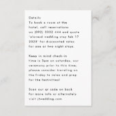 Extra Info Details Stijlvolle moderne aangepaste n RSVP Kaartje (Achterkant)