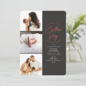 Extra Joy Foto Gray Holiday Geboorteaankondiging Feestdagenkaart (Staand voorkant)