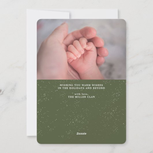 Extra Joy Foto Green Holiday Geboorteaankondiging Feestdagenkaart (Achterkant)