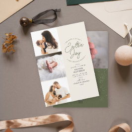 Extra Joy Foto Green Holiday Geboorteaankondiging Feestdagenkaart