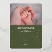 Extra Joy Foto Groene Vakantie Geboorteaankondigin Folie Feestdagenkaart (Achterkant)