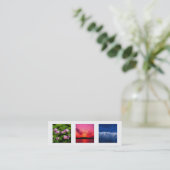 Extra klein 3 foto of logo wit grijs modern chic mini visitekaartje (Staand voorkant)