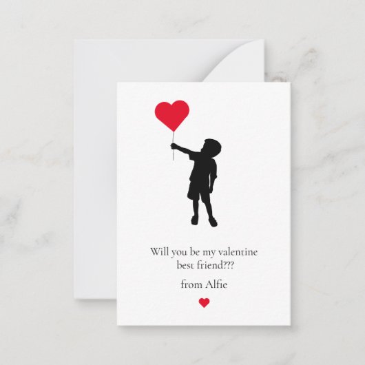 Extra kleine kinder eenvoudige valentijnen notitiekaartje (Voorkant)