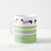Extra lange Dachshunds - Mint Green en Lavender Koffiemok (Voorkant links)