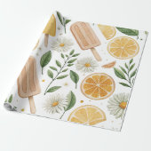 Extra Lange Inpakpapier – Lemon & Daisy Patroon (Uitgerold)