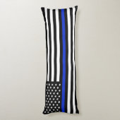 Extra lange vlag van de blauwe lijnpolitie lichaamskussen (Achterkant (Verticaal))
