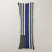 Extra lange vlag van de blauwe lijnpolitie lichaamskussen (Voorkant Verticaal)