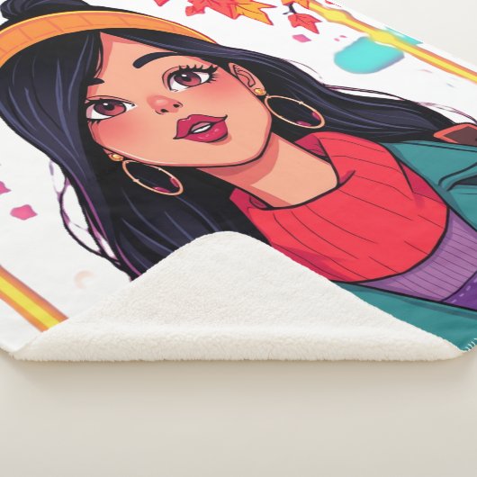 Extra Large Cozy Sherpa Blanket – Autumn Girl Art  Sherpa Deken (3/4)