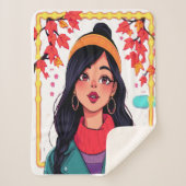 Extra Large Cozy Sherpa Blanket – Autumn Girl Art  Sherpa Deken (Voorkant)