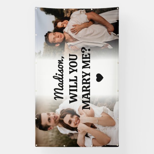Extra Large Custom 2 Photo Marriage Proposal Vinyl Spandoek (Verticaal)