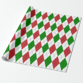 Extra Large Donkerrood, Groen en Wit Argyle Cadeaupapier (Uitgerold)