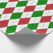 Extra Large Donkerrood, Groen en Wit Argyle Cadeaupapier (Hoek)