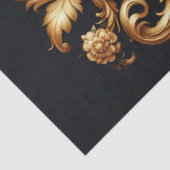 Extra Large Gold on Black Baroque Floral Decoupage Tissuepapier (Detail)