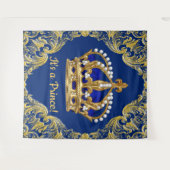 Extra Large Koninklijk Blauw Gouden Prins Baby Sho Wandkleed (Voorkant (horizontaal))