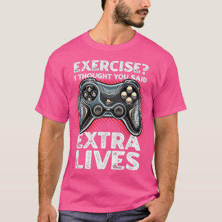 Extra levens Funny Video Game Controller Retro Boy T-shirt
