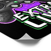 Extra levens Funny Video Game Controller Retro Gam Poster (Hoek)