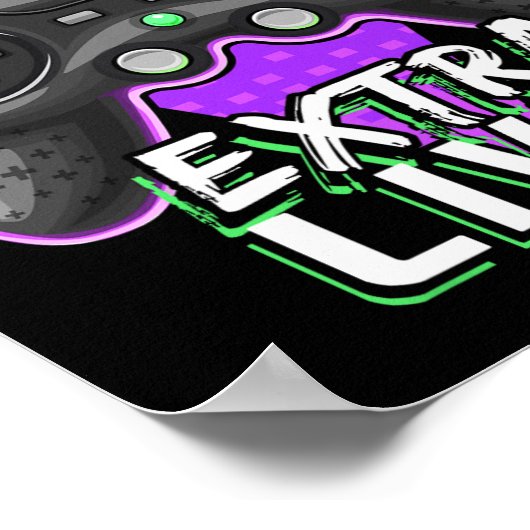 Extra levens Funny Video Game Controller Retro Gam Poster (Hoek)