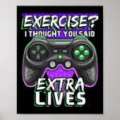Extra levens Funny Video Game Controller Retro Gam Poster (Voorkant)