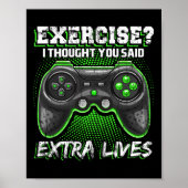 Extra Levens Grappige Videogame Controller Retro G Poster (Voorkant)