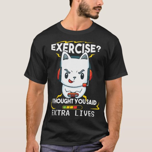 Extra Levens Videospel Controller Retro Kat Game T-shirt (Voorkant)