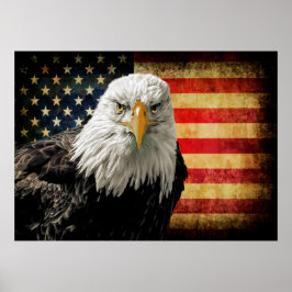 Extra Lg. Krachtig Amerikaans Poster van Eagle Fla