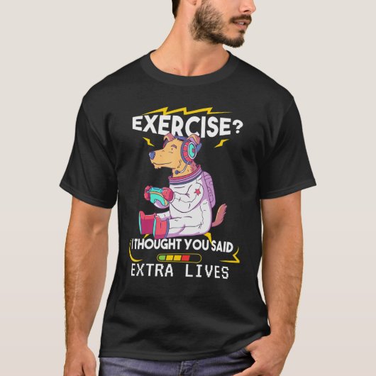 Extra lives Video Game Controller Retro Dog Gamer T-shirt (Voorkant)